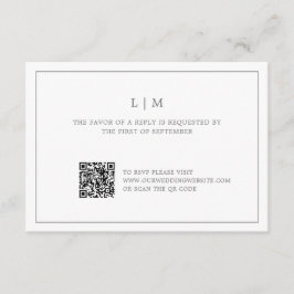 Eenvoudig donkergrijs monogram QR-code Elegante br RSVP Kaartje