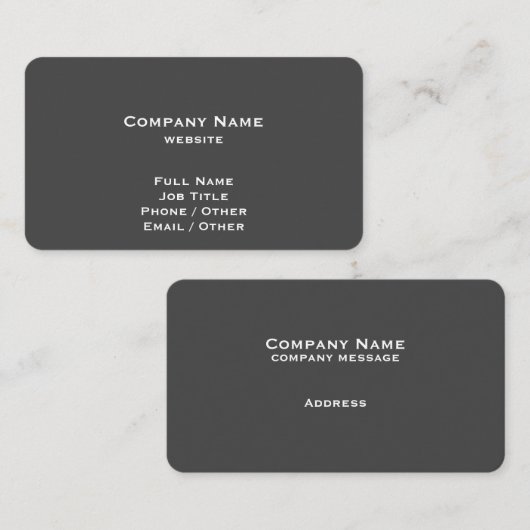 Eenvoudig donkergrijs Visitekaartje (Voorkant / Achterkant)