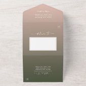 Eenvoudig donkergroen en zwart roze ombre Wedding All In One Uitnodiging (Buitenkant)