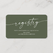 Eenvoudig, donkergroen kleurendrikregister informatiekaartje (Voorkant)