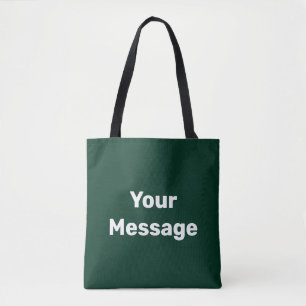 Eenvoudig donkergroen Wit Uw bericht Tekst Sjabloo Tote Bag