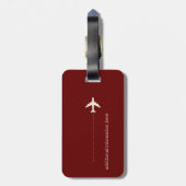 eenvoudig, donkerrood reisvliegtuig bagagelabel (Achterkant verticaal)
