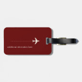 eenvoudig, donkerrood reisvliegtuig bagagelabel (Achterkant horizontaal)