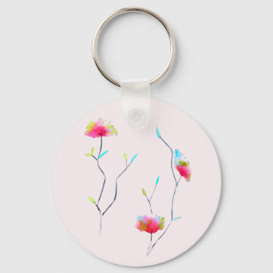 Eenvoudig, door Japans geïnspireerd, roze abstract Sleutelhanger