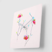 Eenvoudig, door Japans geïnspireerd, roze abstract Vierkante Klok (Hoek)