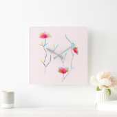 Eenvoudig, door Japans geïnspireerd, roze abstract Vierkante Klok (Huis)