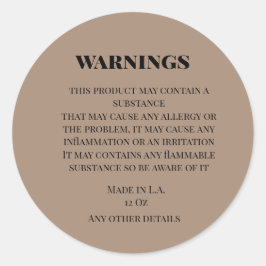 eenvoudig douane kleine bedrijfs waarschuwingsprod ronde sticker