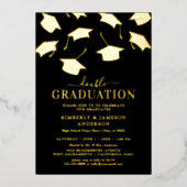 Eenvoudig 'Double Graduparty Gold' Folie Uitnodiging (Voorkant)