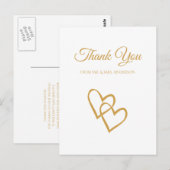 Eenvoudig 'Double Heart Gold Weddenschap' Dank je Briefkaart (Voorkant / Achterkant)