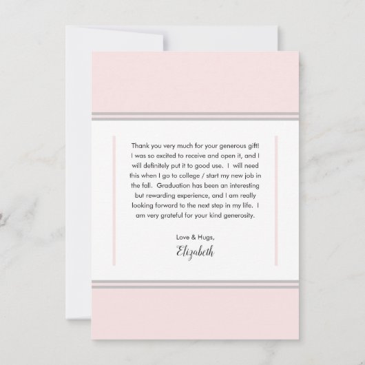 Eenvoudig, drie foto-roze | Witte Afstuderen Bedankkaart (Achterkant)