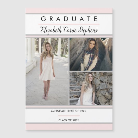 Eenvoudig, drie foto's, Blush Pink Afstuderen (Voorkant)