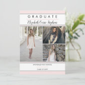 Eenvoudig, drie foto's, Blush Pink Afstuderen Aankondiging (Staand voorkant)