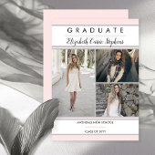 Eenvoudig, drie foto's, Blush Pink Afstuderen Aankondiging