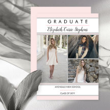 Eenvoudig, drie foto's, Blush Pink Afstuderen