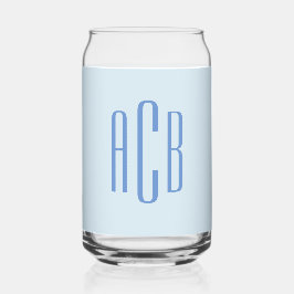 Eenvoudig drie Letter blauw Monogram Blikvorm Glas