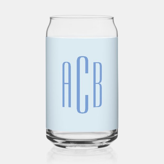Eenvoudig drie Letter blauw Monogram Blikvorm Glas (Voorkant)