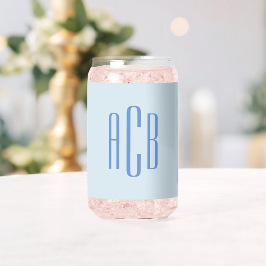 Eenvoudig drie Letter blauw Monogram Blikvorm Glas (Insitu (Huwelijk))