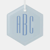 Eenvoudig drie Letter blauw Monogram Glas Ornament (Voorkant)