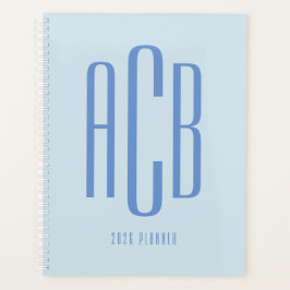 Eenvoudig drie Letter blauw Monogram Planner
