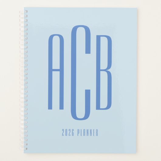 Eenvoudig drie Letter blauw Monogram Planner (Voorkant)