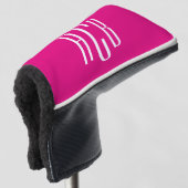 Eenvoudig Drie Letter Hot Roze en Wit Monogram Golfheadcover (3/4 voorkant)