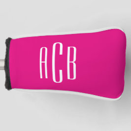 Eenvoudig Drie Letter Hot Roze en Wit Monogram Golfheadcover