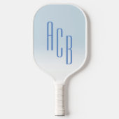 Eenvoudig drie-letterig blauw-wit ombre monogram pickleball paddle (Voorkant)