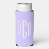 Eenvoudig drie letters Bleek lavendelmonogram Seltzer Blikjeskoeler (Seltzer Voorkant)