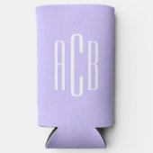 Eenvoudig drie letters Bleek lavendelmonogram Seltzer Blikjeskoeler (Voorkant)