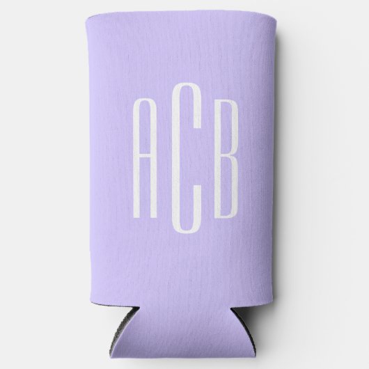 Eenvoudig drie letters Bleek lavendelmonogram Seltzer Blikjeskoeler (Voorkant)