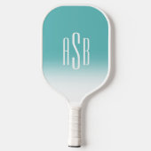 Eenvoudig drie letters turquoise witte ombre monog pickleball paddle (Achterkant)