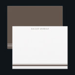 Eenvoudig drie strepen bruin heren schrijfwaren notitiekaartje<br><div class="desc">Dit ontwerp heeft 3 strepen aan de onderkant van de kaart en ruimte voor een naam. Klik op de aanpassen knop als je de afbeeldingen wilt verplaatsen/schalen en de tekst verder wilt aanpassen! Variaties van dit ontwerp, extra kleuren en bijpassende producten zijn beschikbaar in onze winkel, zazzle.com/store/doodlelulu. Neem contact met...</div>