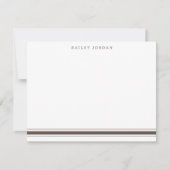 Eenvoudig drie strepen bruin herenbriefpapier notitiekaartje (Voorkant)