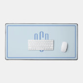Eenvoudig Driedelig Blauw Monogram Bureaumat (Keyboard & Muis)