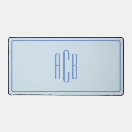 Eenvoudig Driedelig Blauw Monogram Bureaumat (Voorkant)