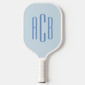 Eenvoudig Driedletterig Blauw Monogram Pickleball Paddle (Achterkant)