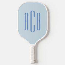 Eenvoudig Driedletterig Blauw Monogram Pickleball Paddle