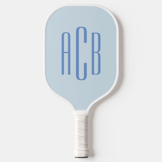 Eenvoudig Driedletterig Blauw Monogram Pickleball Paddle (Voorkant)