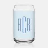Eenvoudig drieletterig blauw monogram blikvorm glas (Voorkant)
