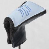 Eenvoudig drieletterig blauw monogram golfheadcover (3/4 voorkant)