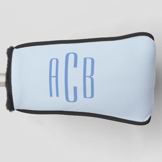 Eenvoudig drieletterig blauw monogram golfheadcover (Voorkant)