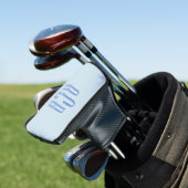 Eenvoudig drieletterig blauw monogram golfheadcover (Insitu)