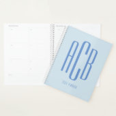 Eenvoudig drieletterig blauw monogram planner (Display)