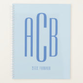 Eenvoudig drieletterig blauw monogram planner (Voorkant)