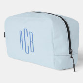 Eenvoudig drieletterig blauw monogram toilettasje (Rechterhoek)