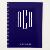 Eenvoudig drieletterig monogram donkerblauw planner (Voorkant)