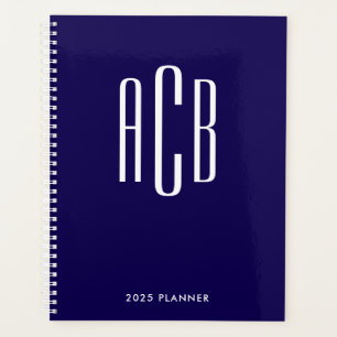 Eenvoudig drieletterig monogram donkerblauw planner