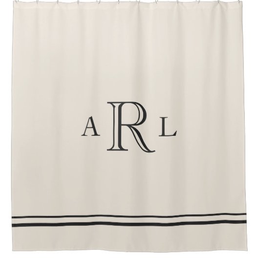 Eenvoudig, drieletterig monogram douchegordijn (Voorkant)