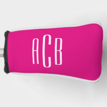 Eenvoudig drieletterig monogram in hete roze en wi