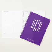 Eenvoudig drieletterig monogram koninklijk paars planner (Display)